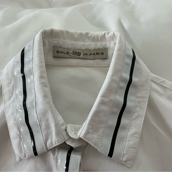 Balenciaga patent leather collar white blouse shirt 38 - Picture 3 of 14